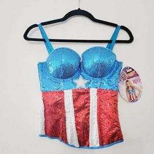 Marvel Wonder Womens Sequined Corset Costume Corset Top Womens Size Small/Medium